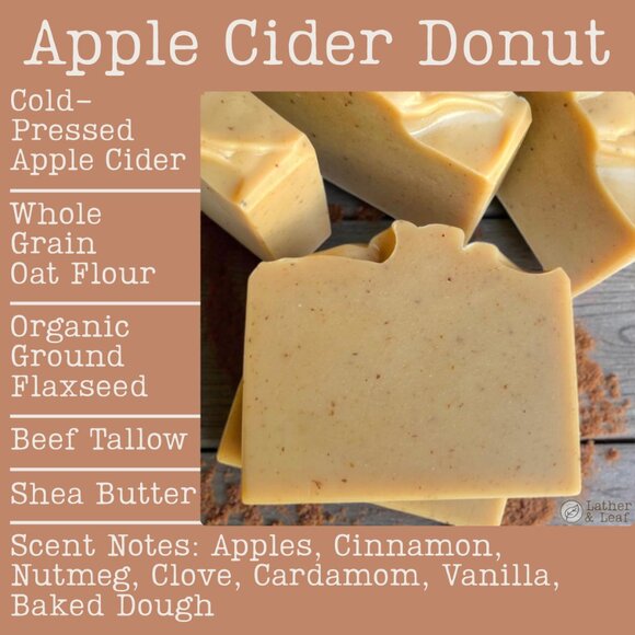 Apple Cider Donut Cold Process Soap Natural Handcrafted Artisan Soap Bar - Picture 3 of 4